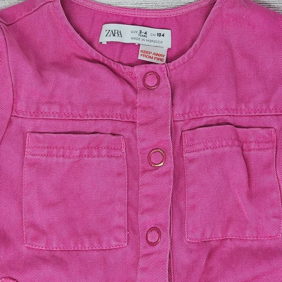 Zara Girls Pink Demin Jumpsuit Size 3-4 years - Picture 1 of 5